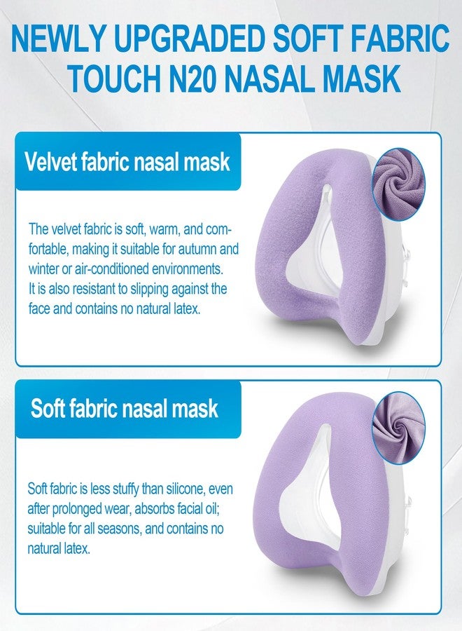 Medihealer 2 PCS Nasal Cushion for AirFit N20(M),1 pc Soft Fabric Nasal Cushion and 1 pc Velvet-Lined CPAP Nasal Mask Cushion for AirTouch N20, Soft Fabric for All Seasons, Velvet-Lined for Fall/Winter(Purple) - Image 2